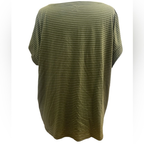 Talbots Olive Striped Short Sleeve Tee - Picture 3 of 5